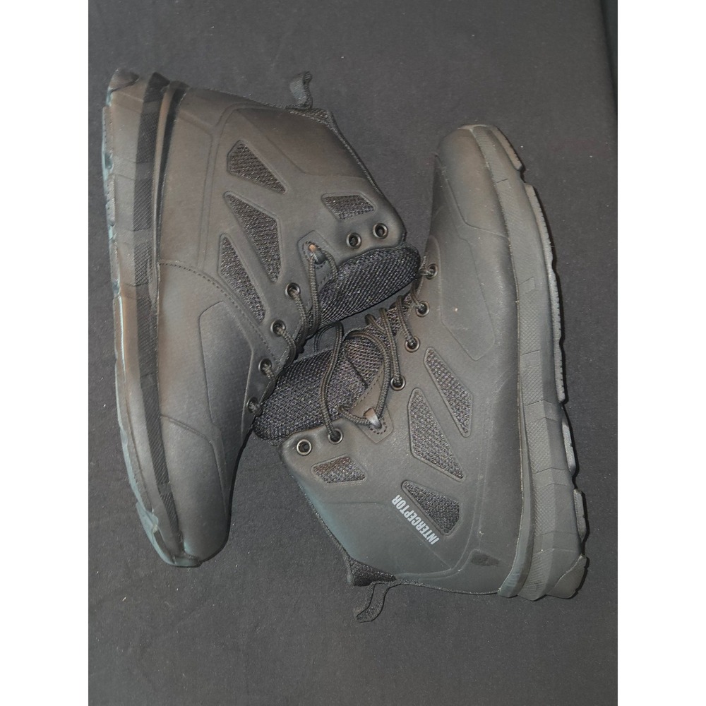 Interceptor‎ Mens Black Ankle Boots Lace Up Work Hiking Shoes Size 8.5